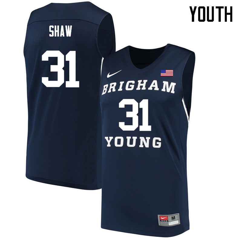 Youth #31 Braiden Shaw BYU Cougars College Basketball Jerseys Sale-Navy